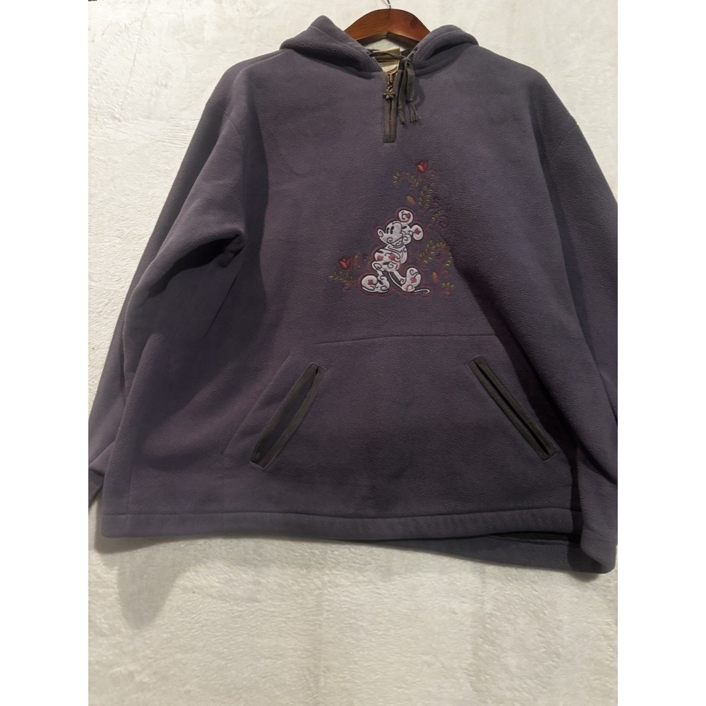 VTG Disney Minnie Mouse Women's‎ Large Purple Fleece Quarter Zip Hoodie Pullover